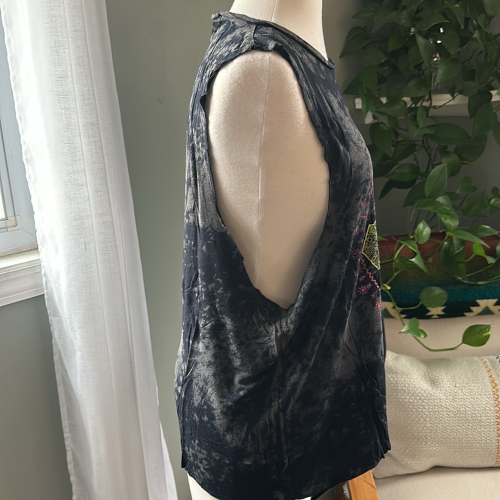 Evolution & Creation • Black Tie Dye Ganesha Mandala Tank Top • Muscle Tank - Picture 9 of 9